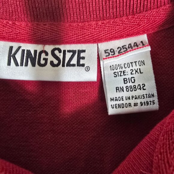 King Size 2XL Big Polo Shirt Long Sleeve Maroon Cotton - Picture 4 of 5